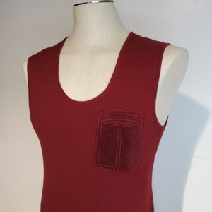 Vintage 60s Sleeveless Shirt Wool Blend Leather Po